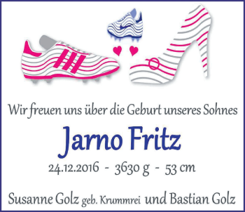 Babyanzeige von Jarno Fritz  von Nordwest-Zeitung