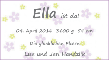 Babyanzeige von Ella Handzlik von Nordwest-Zeitung