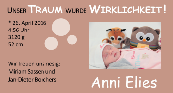 Babyanzeige von Anni Elies  von Nordwest-Zeitung