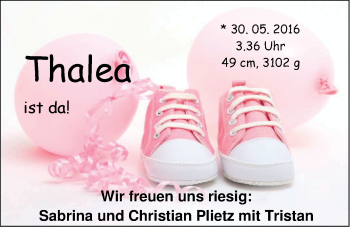 Babyanzeige von Thalea Plietz von Nordwest-Zeitung