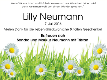 Babyanzeige von Lilly Neumann von Nordwest-Zeitung