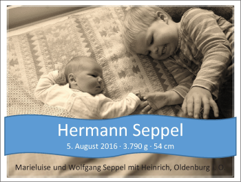 Babyanzeige von Hermann Seppel von Nordwest-Zeitung