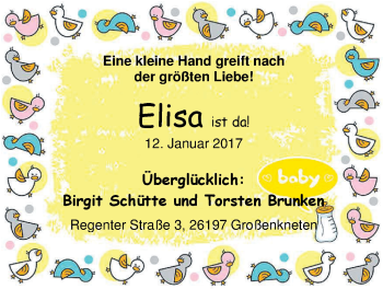 Babyanzeige von Elisa  von Nordwest-Zeitung