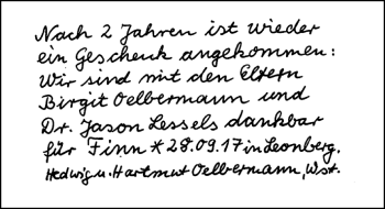 Babyanzeige von Finn Lessels von Nordwest-Zeitung