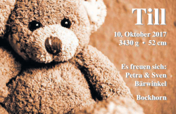 Babyanzeige von Till  von Nordwest-Zeitung