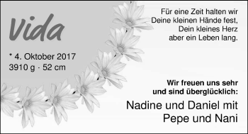 Babyanzeige von Vida  von Nordwest-Zeitung