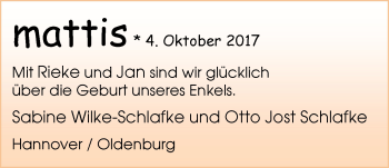 Babyanzeige von mattis  von Nordwest-Zeitung