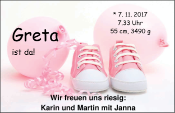 Babyanzeige von Greta  von Nordwest-Zeitung