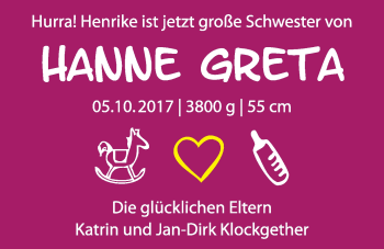 Babyanzeige von Hanne Greta  von Nordwest-Zeitung