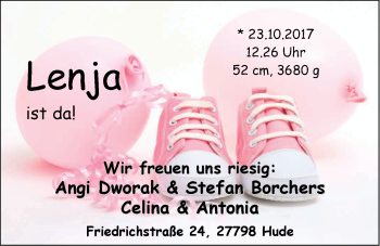 Babyanzeige von Lenja  von Nordwest-Zeitung