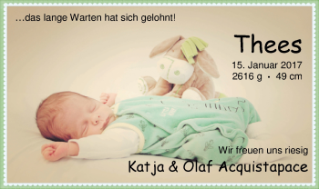 Babyanzeige von Thees Acquistapace von Nordwest-Zeitung