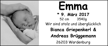 Babyanzeige von Emma  von Nordwest-Zeitung