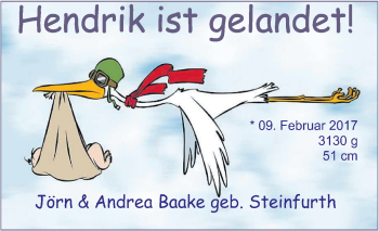 Babyanzeige von Hendrik Baake von Nordwest-Zeitung