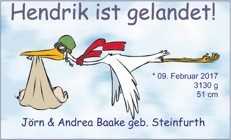 Anzeige für Hendrik Baake vom 04.03.2017 aus Nordwest-Zeitung