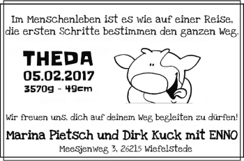 Babyanzeige von Theda  von Nordwest-Zeitung