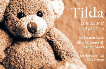 Babyanzeige von Tilda  von Nordwest-Zeitung