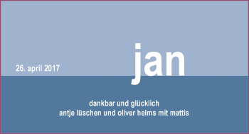 Babyanzeige von Jan  von Nordwest-Zeitung