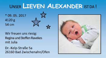 Babyanzeige von Lieven Alexander  von Nordwest-Zeitung