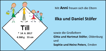 Babyanzeige von Till  von Nordwest-Zeitung