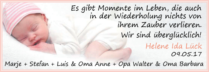 Anzeige für Helene Ida Lück vom 03.06.2017 aus Nordwest-Zeitung