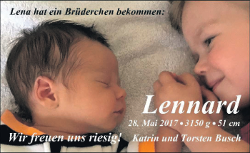 Babyanzeige von Lena Busch von Nordwest-Zeitung