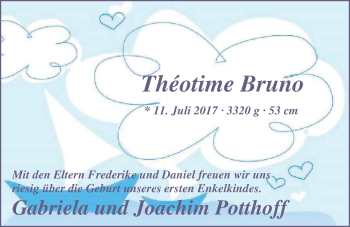 Babyanzeige von Theotime Bruno  von Nordwest-Zeitung