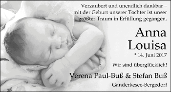 Babyanzeige von Anna Louisa  von Nordwest-Zeitung