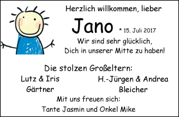 Babyanzeige von Jano  von Nordwest-Zeitung