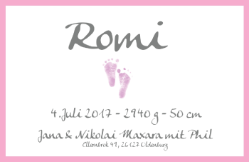 Babyanzeige von Romi  von Nordwest-Zeitung