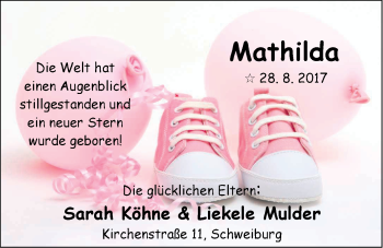 Babyanzeige von Mathilda  von Nordwest-Zeitung