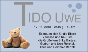 Babyanzeige von Tido Uwe  von Nordwest-Zeitung