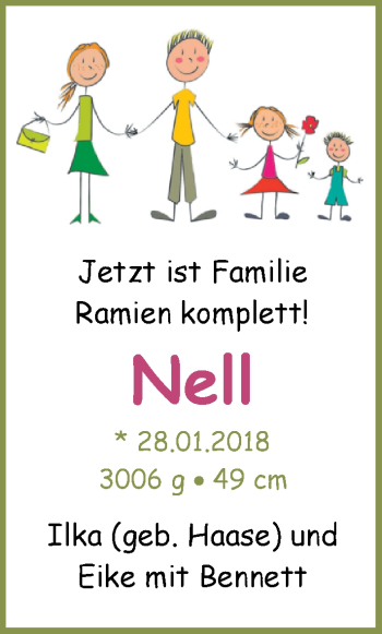 Babyanzeige von Nell Ramien von Nordwest-Zeitung