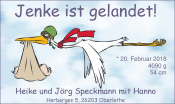 Babyanzeige von Jenke  von Nordwest Zeitung