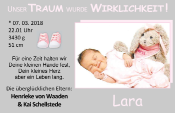 Babyanzeige von Lara  von Nordwest-Zeitung