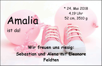 Babyanzeige von Amalia Feldten von Nordwest-Zeitung