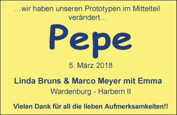 Babyanzeige von Pepe  von Nordwest-Zeitung