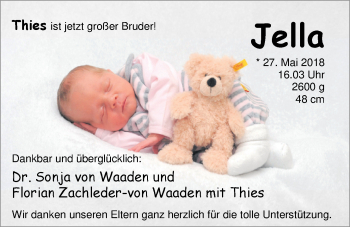 Babyanzeige von Jella von Waaden von Nordwest-Zeitung