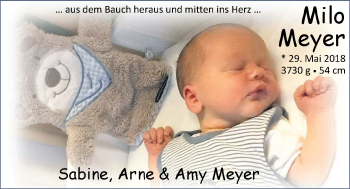 Babyanzeige von Milo Meyer von Nordwest-Zeitung