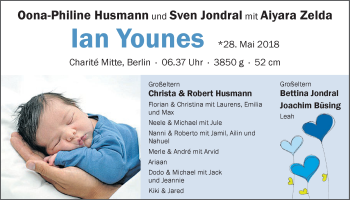 Babyanzeige von Ian Younes  von Nordwest-Zeitung