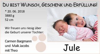 Babyanzeige von Jule  von Nordwest-Zeitung