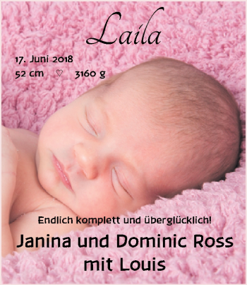Babyanzeige von Laila  von Nordwest-Zeitung