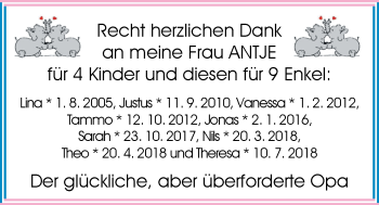 Babyanzeige von Neun Enkelkinder  von Nordwest-Zeitung