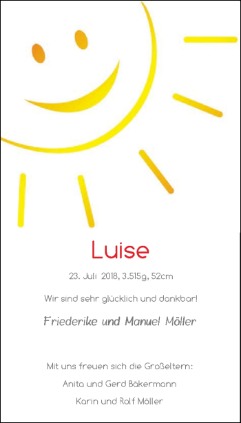 Babyanzeige von Luise Möller von Nordwest-Zeitung