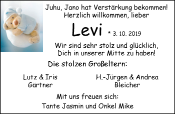 Babyanzeige von Levi  von Nordwest-Zeitung
