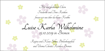 Babyanzeige von Luise Karla Wilhelmine Reinken von Nordwest-Zeitung