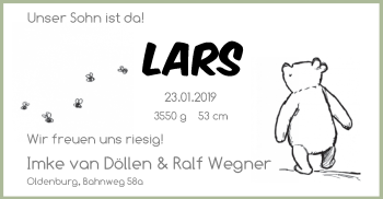 Babyanzeige von Lars  von Nordwest-Zeitung