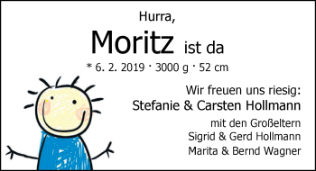 Babyanzeige von Moritz Hollmann von Nordwest-Zeitung