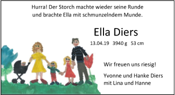 Babyanzeige von Ella Diers von Nordwest-Zeitung