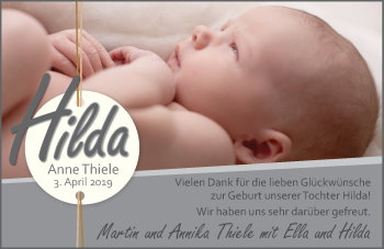 Babyanzeige von Hilda Thiele von Nordwest-Zeitung