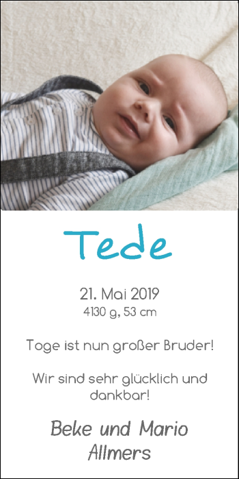 Babyanzeige von Tede Allmers von Nordwest-Zeitung